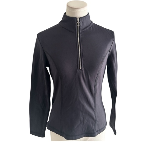 NILS 1/4 Zip Black Long Sleeve Top Jacket Stretchy Size M Winter Warm Layer Snow - Picture 2 of 6